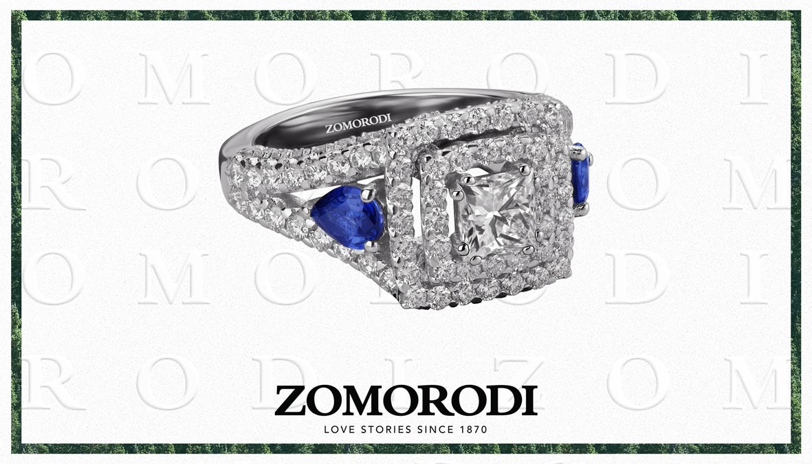 انگشتر جواهر یاقوت کبود با تخمه پرنسس انگشتر جواهر یاقوت کبود با تخمه پرنسس