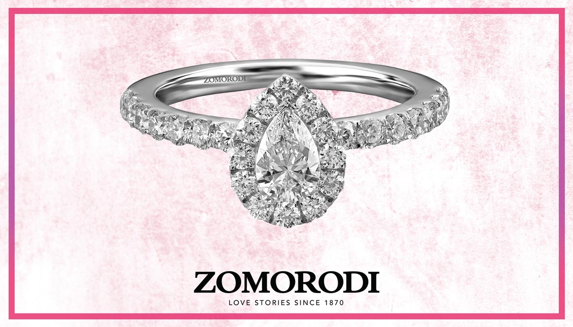 حلقه ازدواج طرح رین دراپ حلقه ازدواج تک تخمه اشک هیلو کالکشن طرح رین دراپ