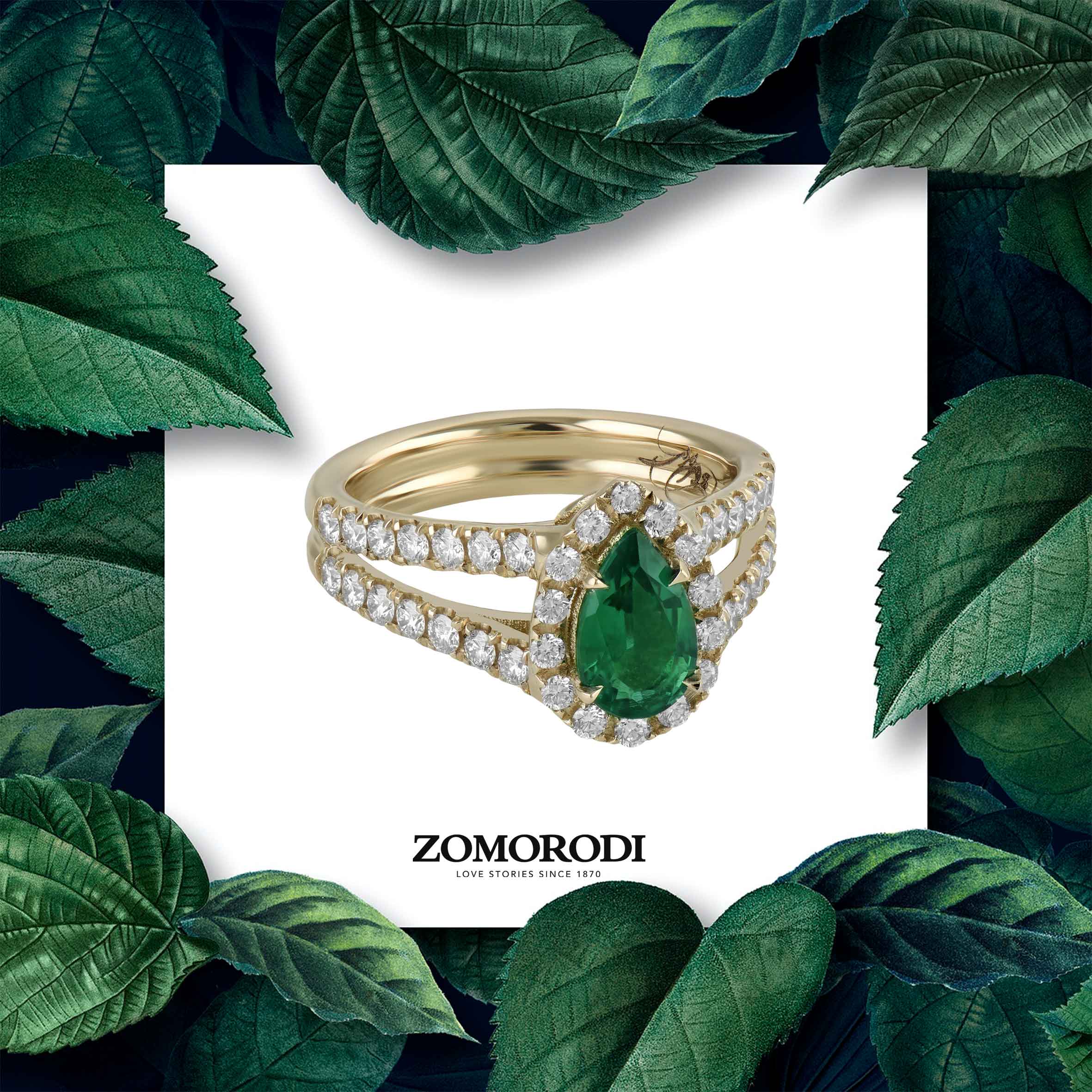 انگشتر جواهر طرح فوکال انگشتر جواهرو زمرد طرح فوکال